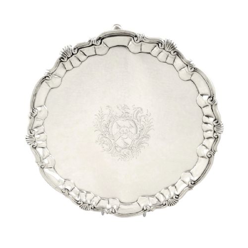 Antique George II Sterling Silver Tray / Salver 1752 - William Peaston