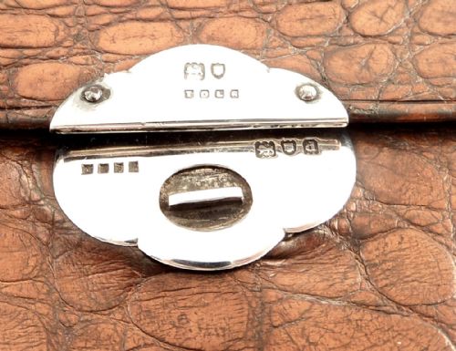 fig 1. Antique Victorian Crocodile Leather & Silver Purse / Wallet 1899