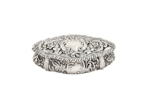 fig 1. Antique Victorian Sterling Silver Trinket Box 1897