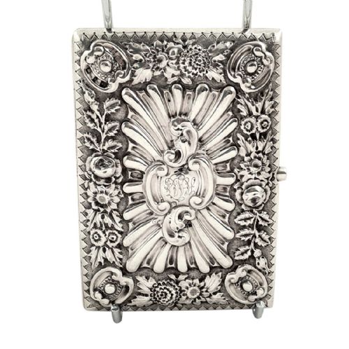 Antique Victorian Sterling Silver Card Case / Aide Memoire 1895
