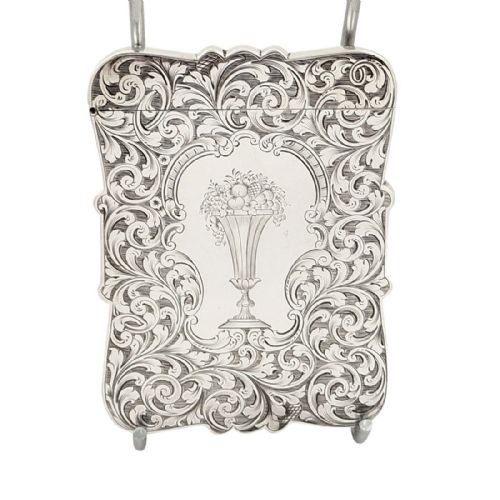 Antique Early Victorian Sterling Silver Card Case 1846