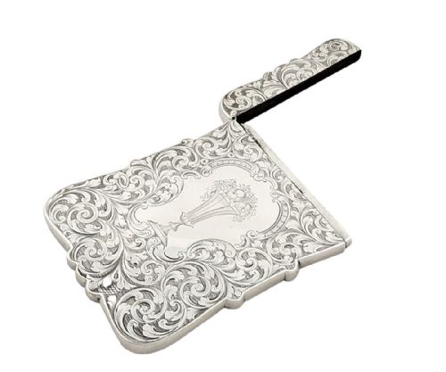 fig 1. Antique Early Victorian Sterling Silver Card Case 1846