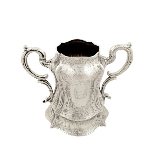Antique Early Victorian Sterling Silver Bowl - 1844 - Stag &  Bull