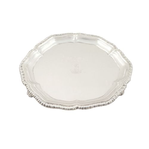 Antique George III Sterling Silver Tray / Waiter 1764 - Magdalen Feline
