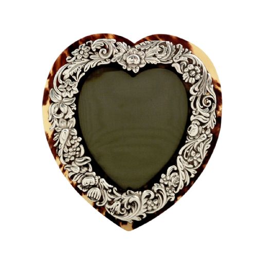 Antique Sterling Silver & Tortoiseshell Heart Photo Frame 1893