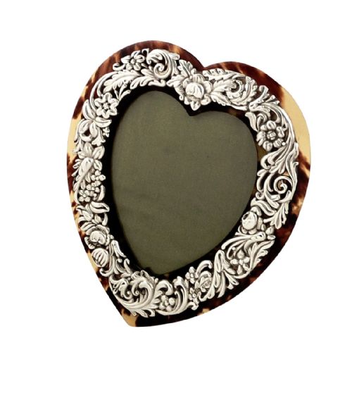 fig 1. Antique Sterling Silver & Tortoiseshell Heart Photo Frame 1893
