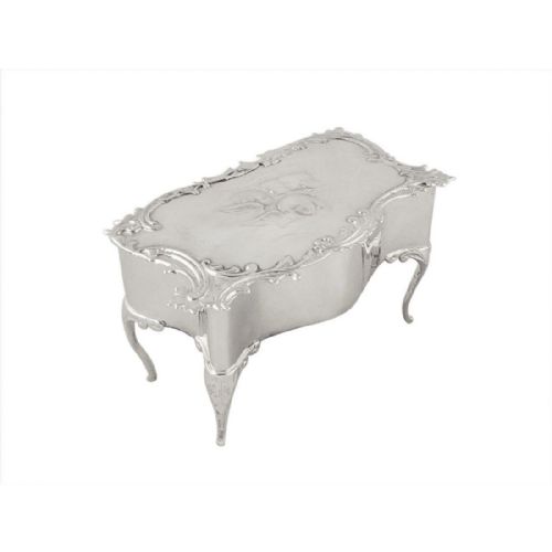 Antique Edwardian Sterling Silver 'Angels' Trinket Box 1902