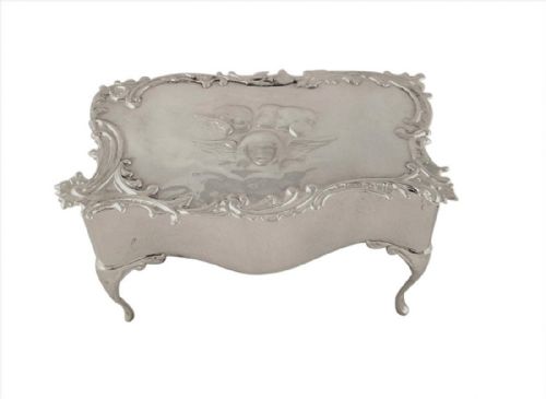 fig 1. Antique Edwardian Sterling Silver 'Angels' Trinket Box 1902