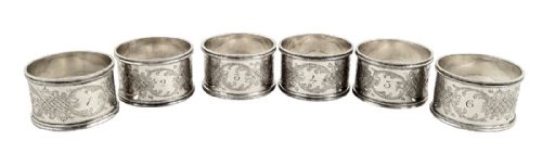 fig 1. Set 6 Antique Edwardian Sterling Silver Napkin Rings in Case 1903