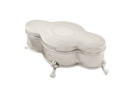fig 1. Antique Sterling Silver Unusual Shape Ring Box 1914