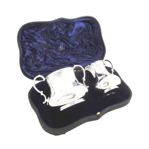 Antique Victorian Sterling Silver Jug & Bowl in Presentation Case 1853