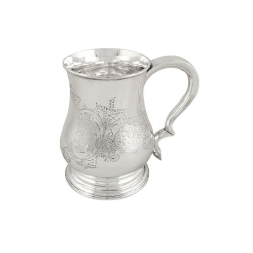 Antique Victorian Sterling Silver Pint Mug / Tankard 1897