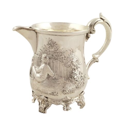 fig 1. Antique Victorian Sterling Silver Jug 1857 - Dog & Boy