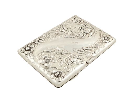 fig 1. Antique Edwardian Sterling Silver Card Case/Aide Memoire in Case 1902