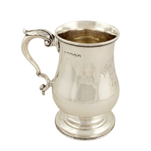 Antique Victorian Sterling Silver Tankard / Mug - Exeter 1873 - Balliol Sculls