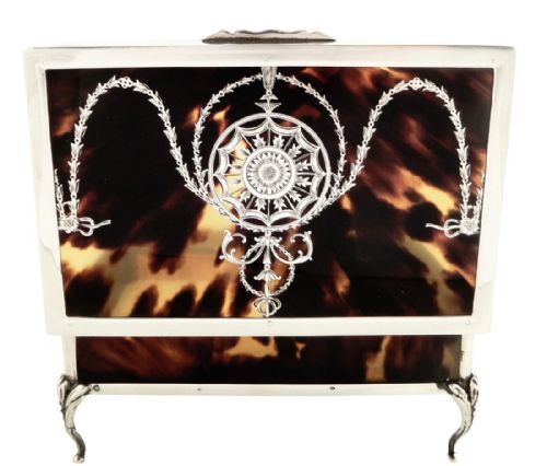 fig 1. Antique Sterling Silver & Tortoiseshell Trinket Box 1920