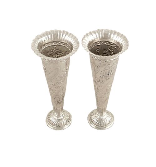 fig 1. Pr Antique Victorian Sterling Silver Vases 1894 - Goldsmiths & Silversmiths Co.