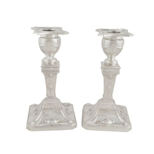 Pair of Antique Victorian Sterling Silver Candlesticks 1892