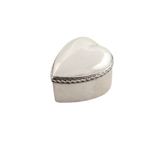 Antique Sterling Silver Heart Shape Ring Box 1900