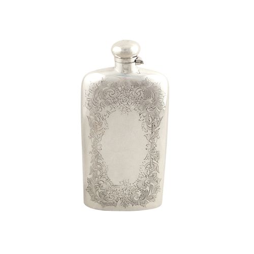 Antique Victorian Sterling Silver Hip Flask 1893