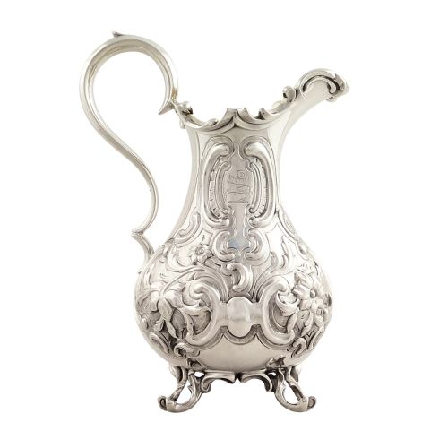Antique Early Victorian Sterling Silver  Jug 1847 - Knight on Horse Crest