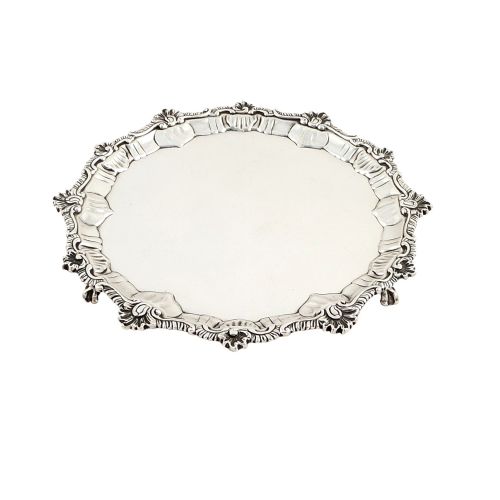 Antique George III Sterling Silver Tray / Waiter 1767 - Elizabeth Cooke