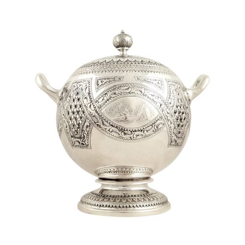 Antique Victorian Scottish Sterling Silver Bowl & Lid  - Edinburgh 1858
