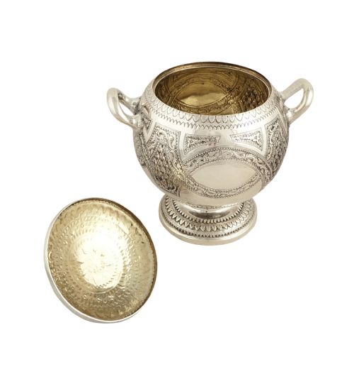 fig 1. Antique Victorian Scottish Sterling Silver Bowl & Lid - Edinburgh 1858