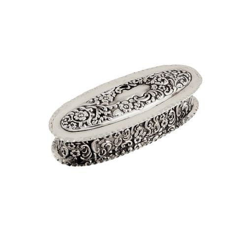 Antique Victorian Sterling Silver Ring Box 1898