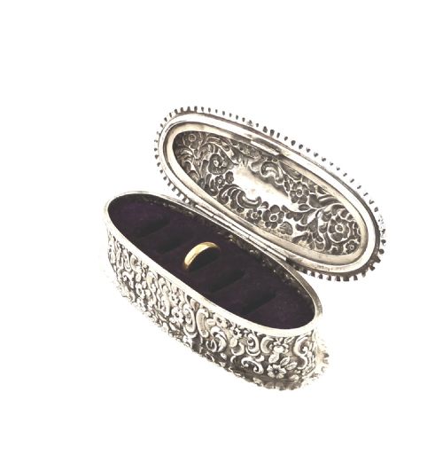 fig 1. Antique Victorian Sterling Silver Ring Box 1898