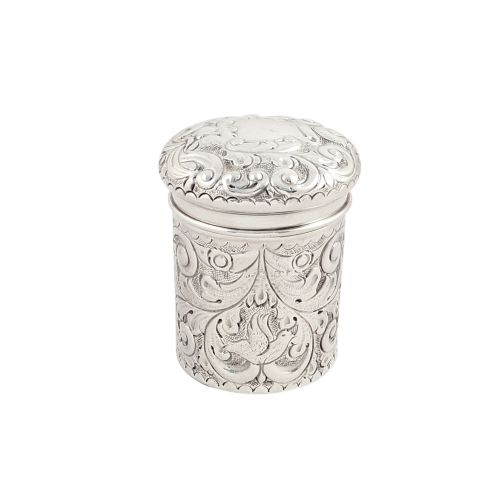Antique Victorian Sterling Silver 'Birds' Vanity Pot - 1897
