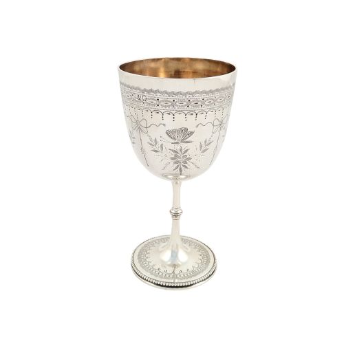 Antique Victorian Sterling Silver Goblet 1876 - Butterflies