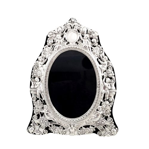 Antique Victorian Sterling Silver Photo Frame 1898 - Cherubs & Flowers