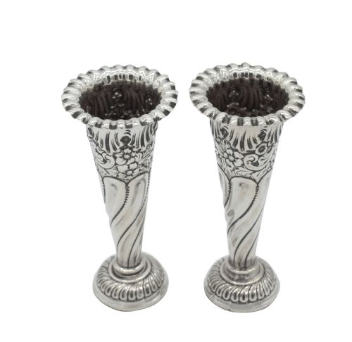 fig 1. Pair of Antique Edwardian Sterling Silver Vases 1907