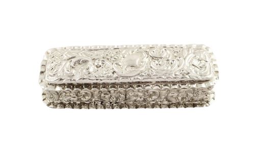 fig 1. Antique Victorian Sterling Silver Trinket Box 1900