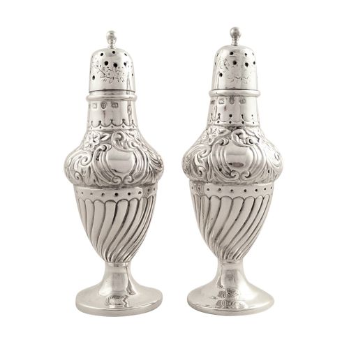 Pair of Antique Victorian Sterling Silver Peppers 1894