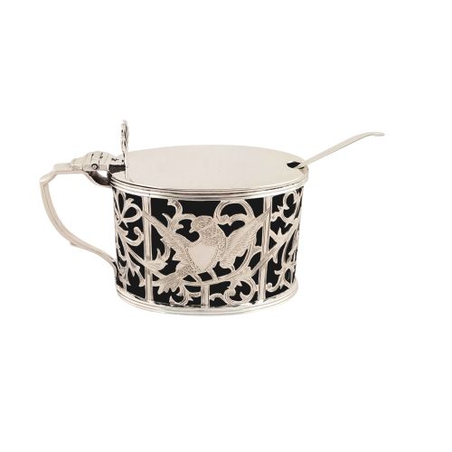 Antique Sterling Silver 'Cat & Bird' Mustard 1810