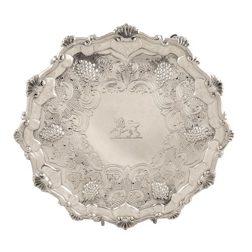 Antique George III Sterling Silver 8" Tray/waiter - 1768 - Elizabeth Cooke