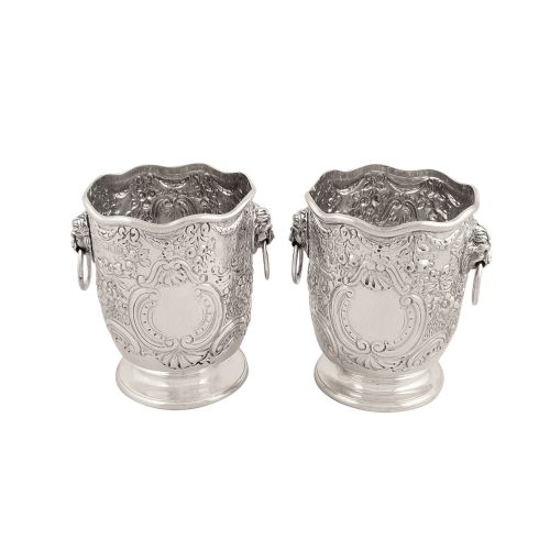 Pair of Antique Victorian Sterling Silver Vases 1899