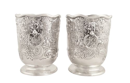 fig 1. Pair of Antique Victorian Sterling Silver Vases 1899