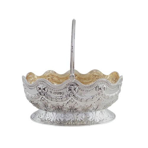 Antique Victorian Sterling Silver Basket 1882
