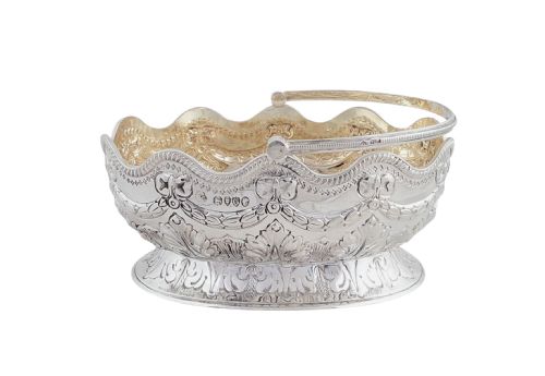 fig 1. Antique Victorian Sterling Silver Basket 1882