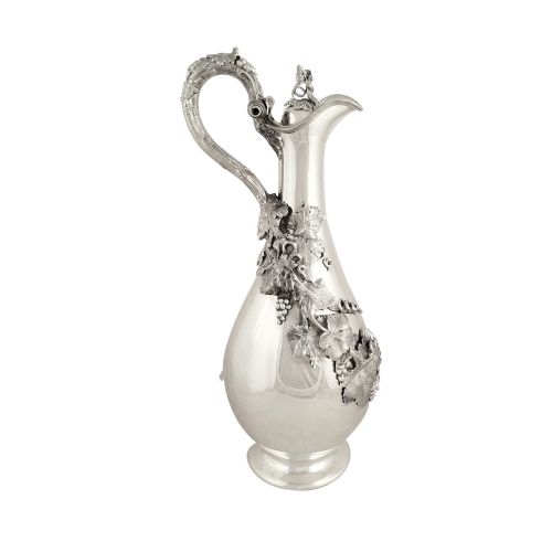 Stunning Antique Victorian Sterling Silver Claret Jug / Wine Ewer 1865 - Grape & Vine