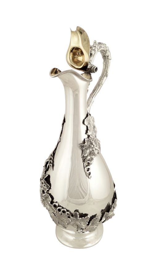 fig 1. Stunning Antique Victorian Sterling Silver Claret Jug / Wine Ewer 1865 - Grape & Vine