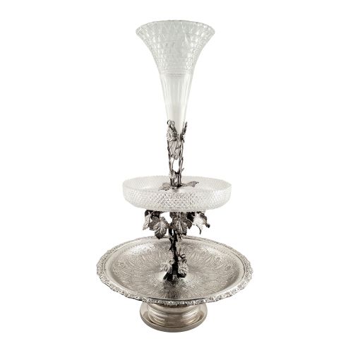 Antique Victorian Sterling Silver & Cut Glass 21" Epergne Centrepiece 1884
