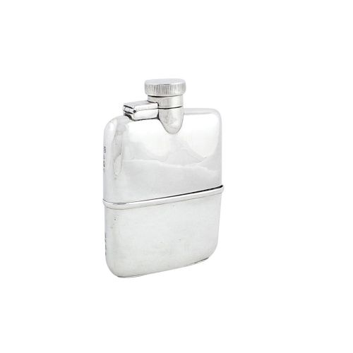 Antique Sterling Silver Hip Flask with Cup 1925