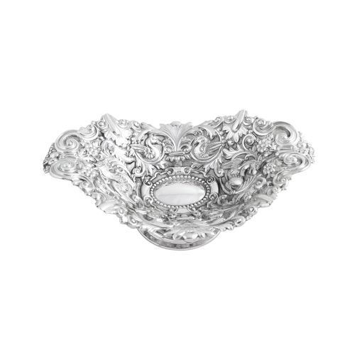 Antique Victorian Sterling Silver Dish - 1898 - Dragons & Birds