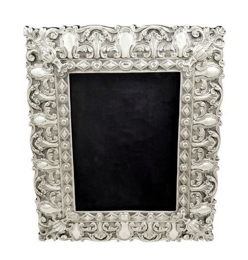 fig 1. Large Antique Victorian Sterling Silver Photo Frame 1899