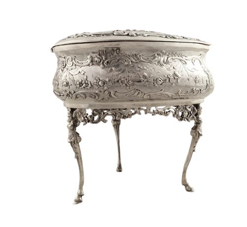 fig 1. Antique Victorian Sterling Silver Heart Trinket Box 1897