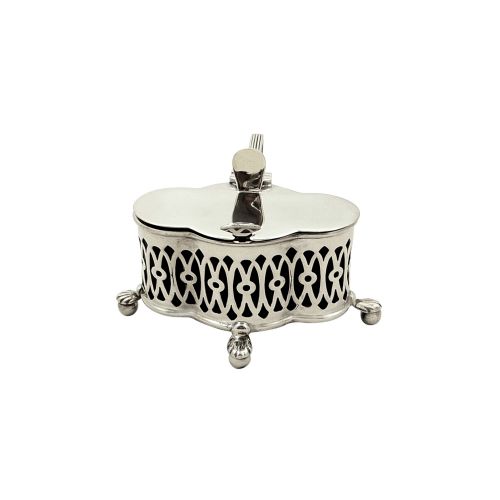 Unusual Shape Antique Sterling Silver Mustard 1902